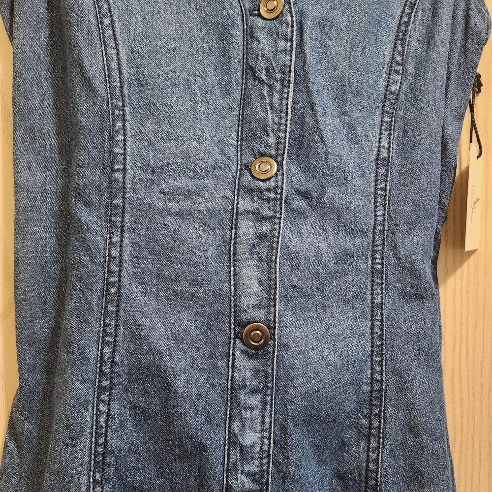 Japna Blue Button-Front Midi Dress - Picture 5 of 7